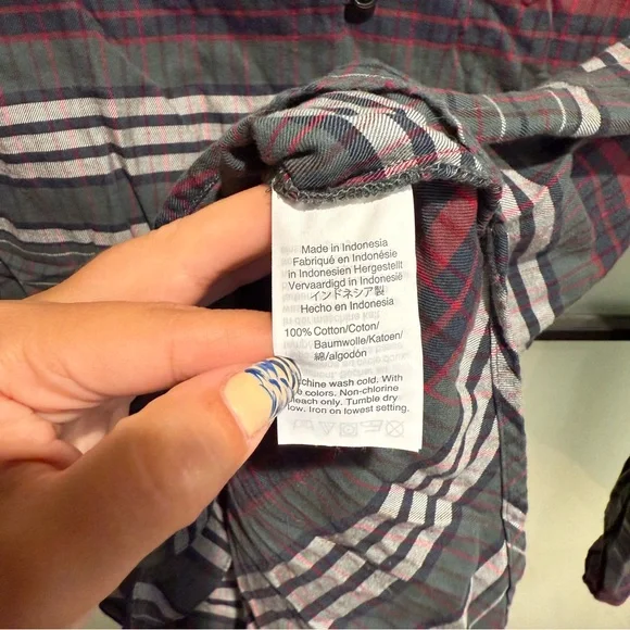 Madewell Plaid Button-Up Women's Top - Picture 3 of 4